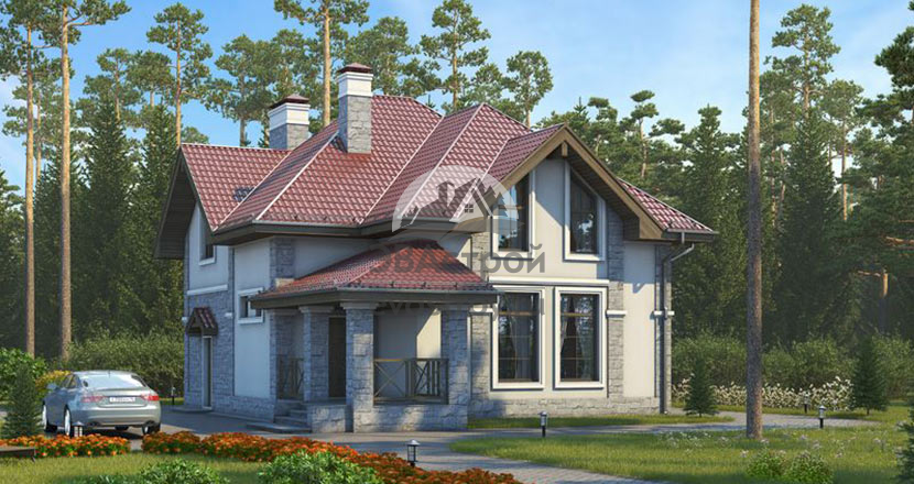 Проект дома из теплой керамики 61-75K с мансардой