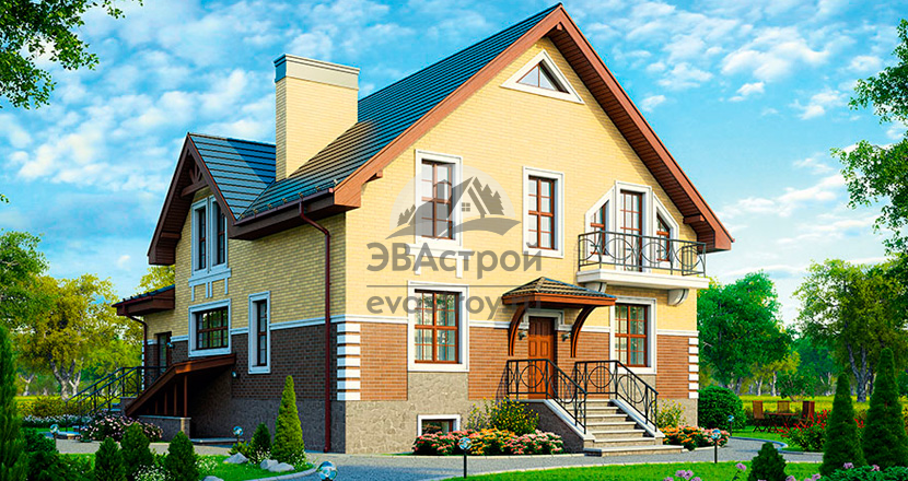 Купить проект дома с цоколем 02-04 из керамического блока 510 мм в Москве