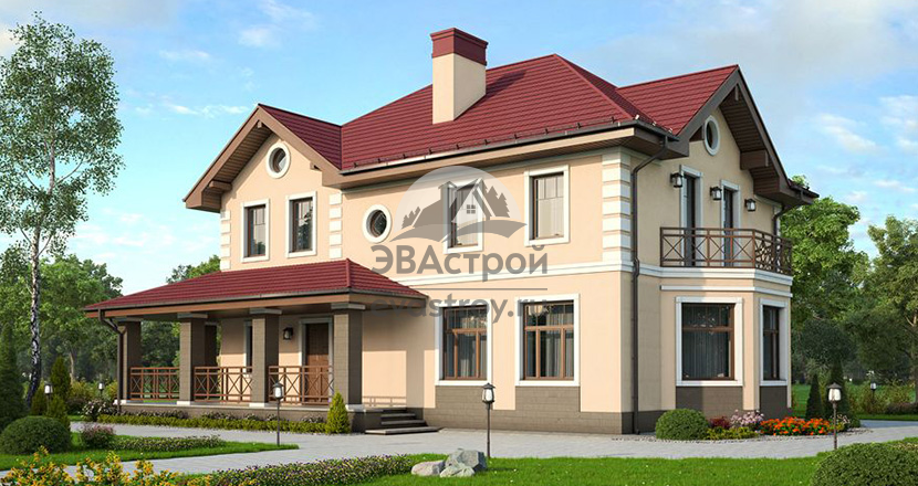 Проект дома из поризованного кирпича 92-75K