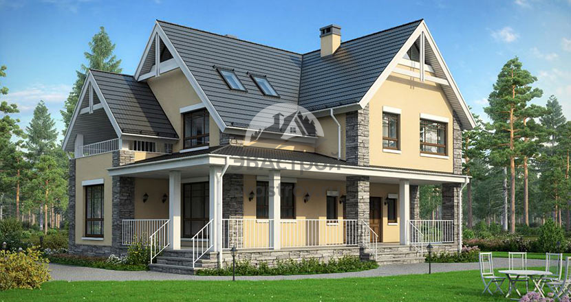 Проект загородного дома из кирпича 63-75K с мансардой