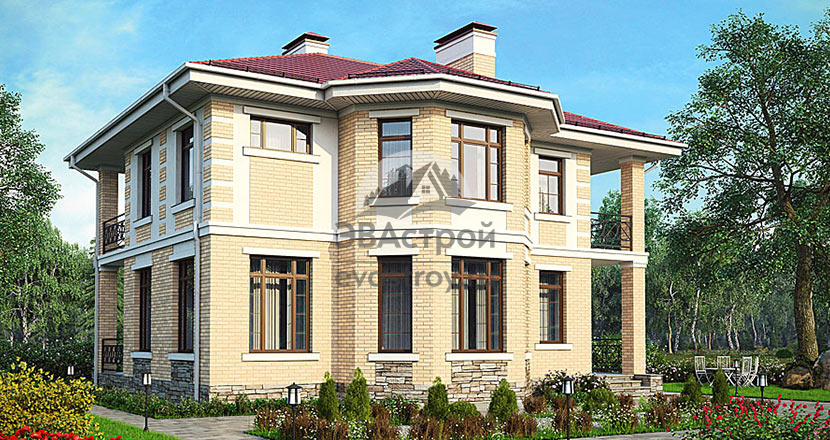 Проект дома из поризованного кирпича 14-75K