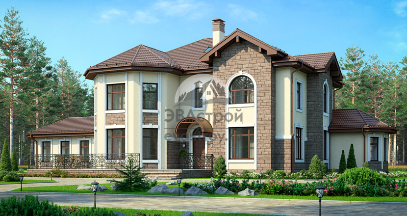 92-84A – проект дома с сауной, бассейном и зимним садом до 400 кв м