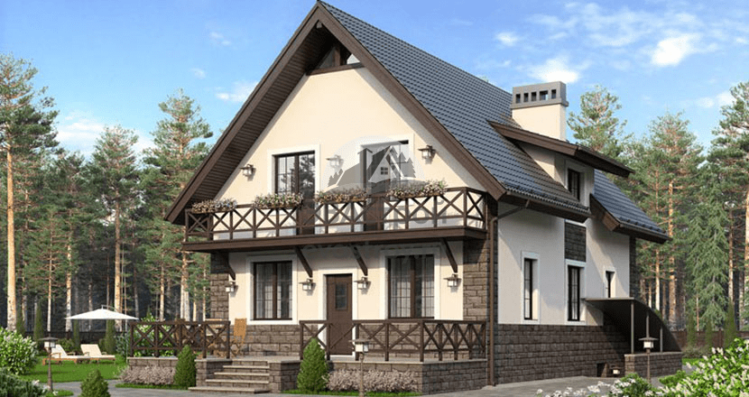 проект загородного дома из керамических блоков 37-75K с мансардным и цокольным этажами