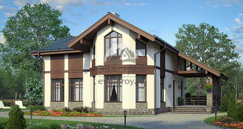 недорогой проект дома из теплой керамики 97-75K с мансардой