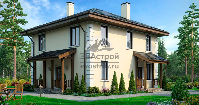проект квадратного дачного дома 9 на 9 из газобетона