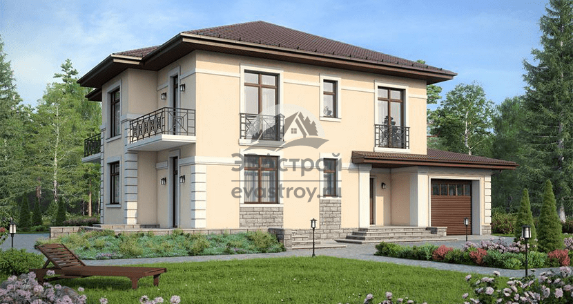 проект дома из поризованных блоков 88-95K с гаражом