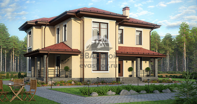 проект загородного коттеджа из керамических блоков 70-85K