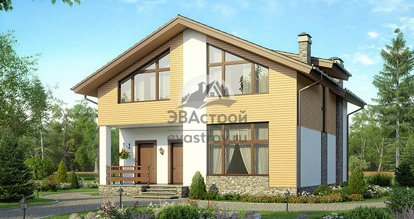 проект загородного коттеджа из поризованного кирпича 51-85K