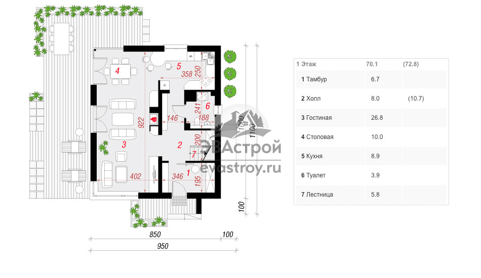 Проект отличного 2-этажного дома 10х10 с лоджией и террасой