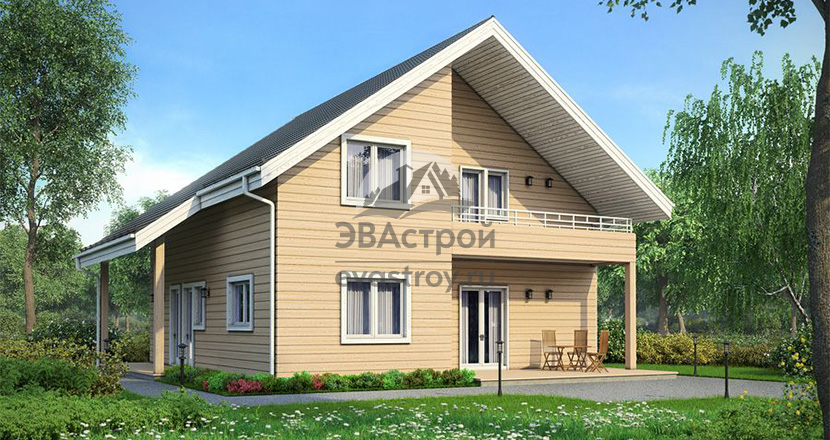 00-31 – проект квадратного дома 10 на 10 из бруса с сауной и мансардой