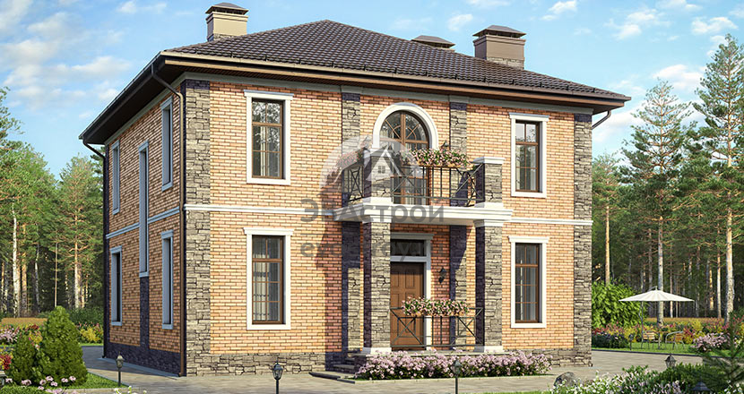 50-75GL – проект двухэтажного дома 10 на 10 из блоков газобетона