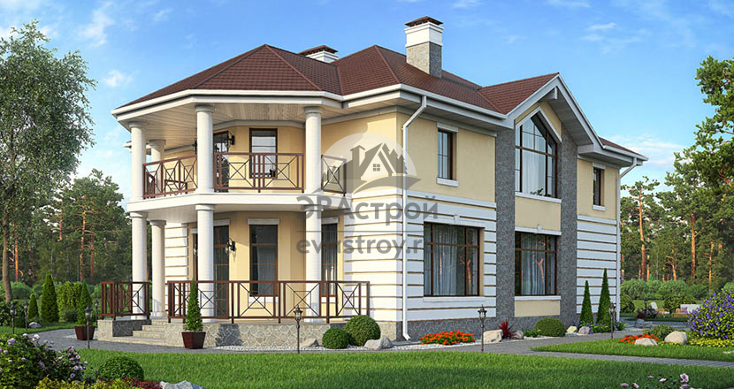 Проект двухэтажного загородного дома из керамических блоков 51-75K