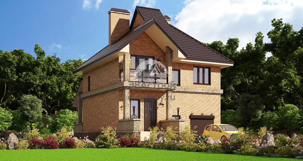 Одноэтажный дом из желтого и коричневого кирпича (72 фото)