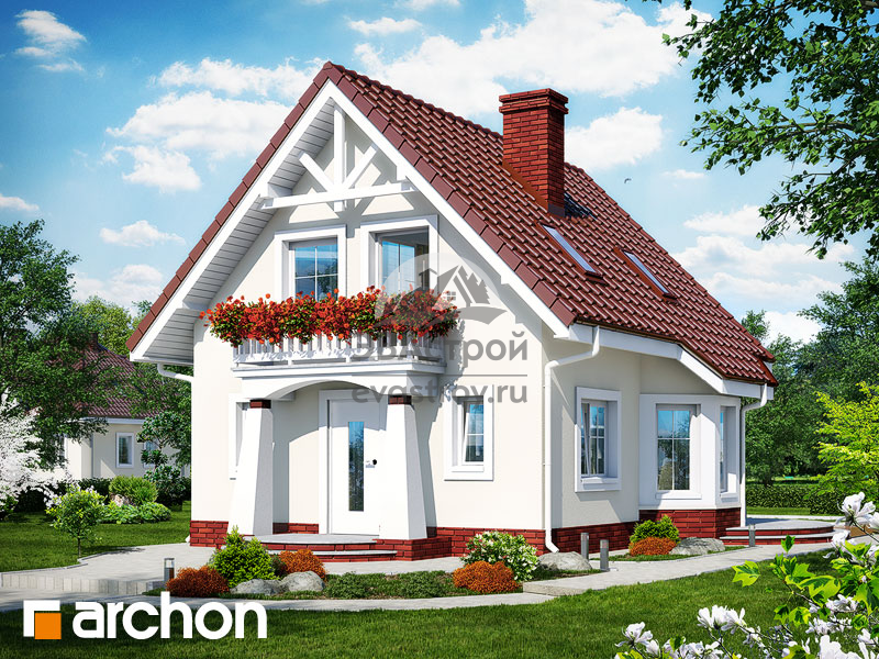 проект европейского квадратного дома с мансардой 8 на 8 м