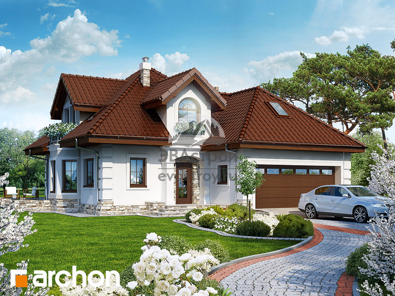 проект европейского двухэтажного квадратного дома с гаражом