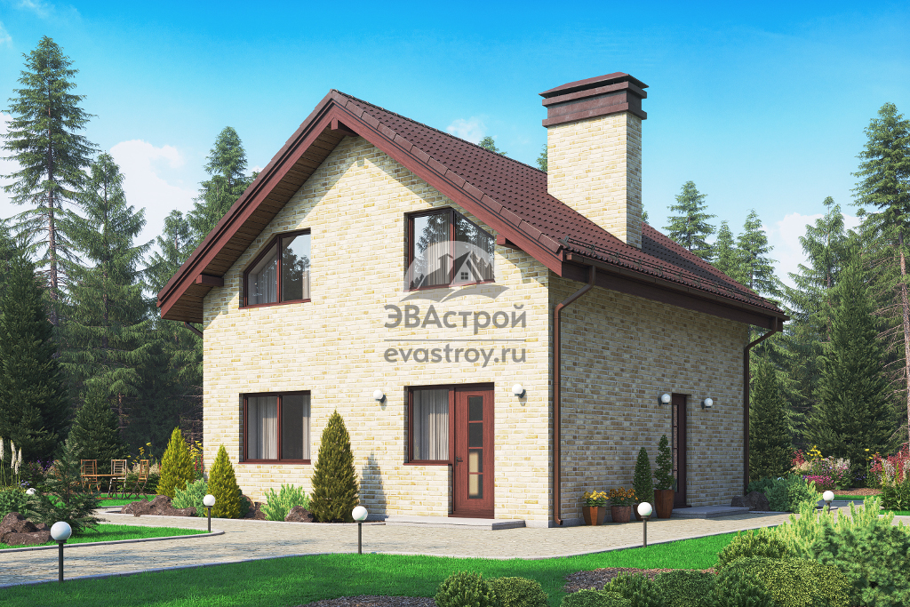 105-51- Европейский проект двухэтажного кирпичного дома