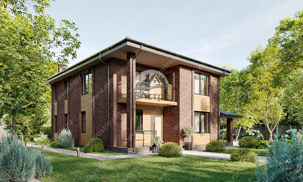 Проект двухэтажного дома с просторной террасой — N15 | Лучшие проекты домов от профессионалов – Название сайта