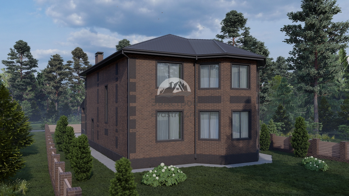 Проект двухэтажного дома 255 м2 с эркером - П203