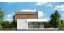 Проект узкого двухэтажного коттеджа из керамоблоков в европейском стиле с двухместным гаражом и большими окнами - VV-8