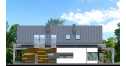 Проект узкого двухэтажного дома из керамоблоков с кабинетом и одноместным гаражом - SK-61