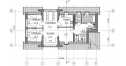 Проект узкого двухэтажного трёхместного гаража из кирпича в стиле барокко с мансардным этажом, с размерами 16 м на 8 м и площадью до 200 кв м - EV-15